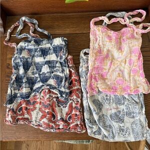 SET OF 4- small free people fabric shopping totes